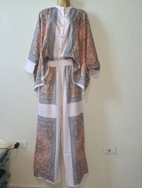 Printed Two-Piece Set in Soft Pink and Dusty Blue